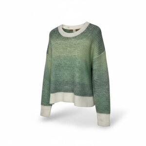 Dreamers Ombré White and Green Crew Neck Sweater Size Small